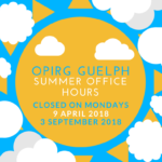 OPIRG Guelph 2018 Summer Office Hours